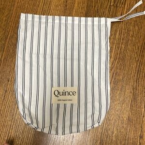 Quince dark gray/ black stripe cotton drawstring bag